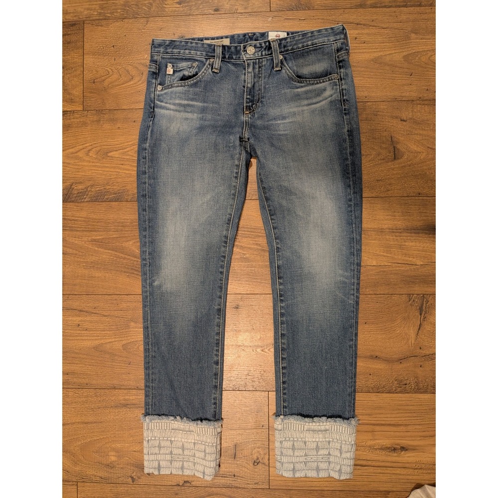 AG Adriano Goldschmied Stevie Embroidered Cuff Jeans Womens Denim‎ Fits 30x26.5
